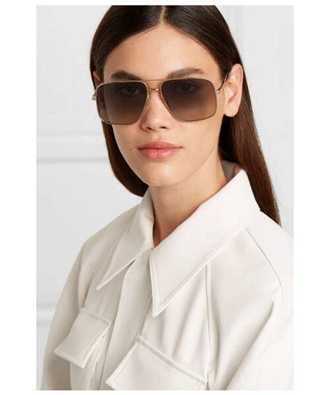 givenchy oversized aviator-style gold-tone sunglasses